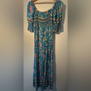 Floral Maxi Dress in Blue and Pink